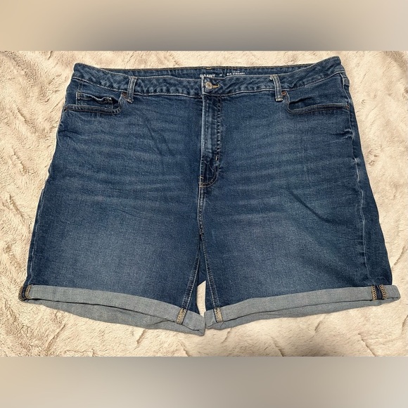 Old Navy Pants - Old Navy Blue Hi-Rise O.G. Straight Cuffed Jean Shorts